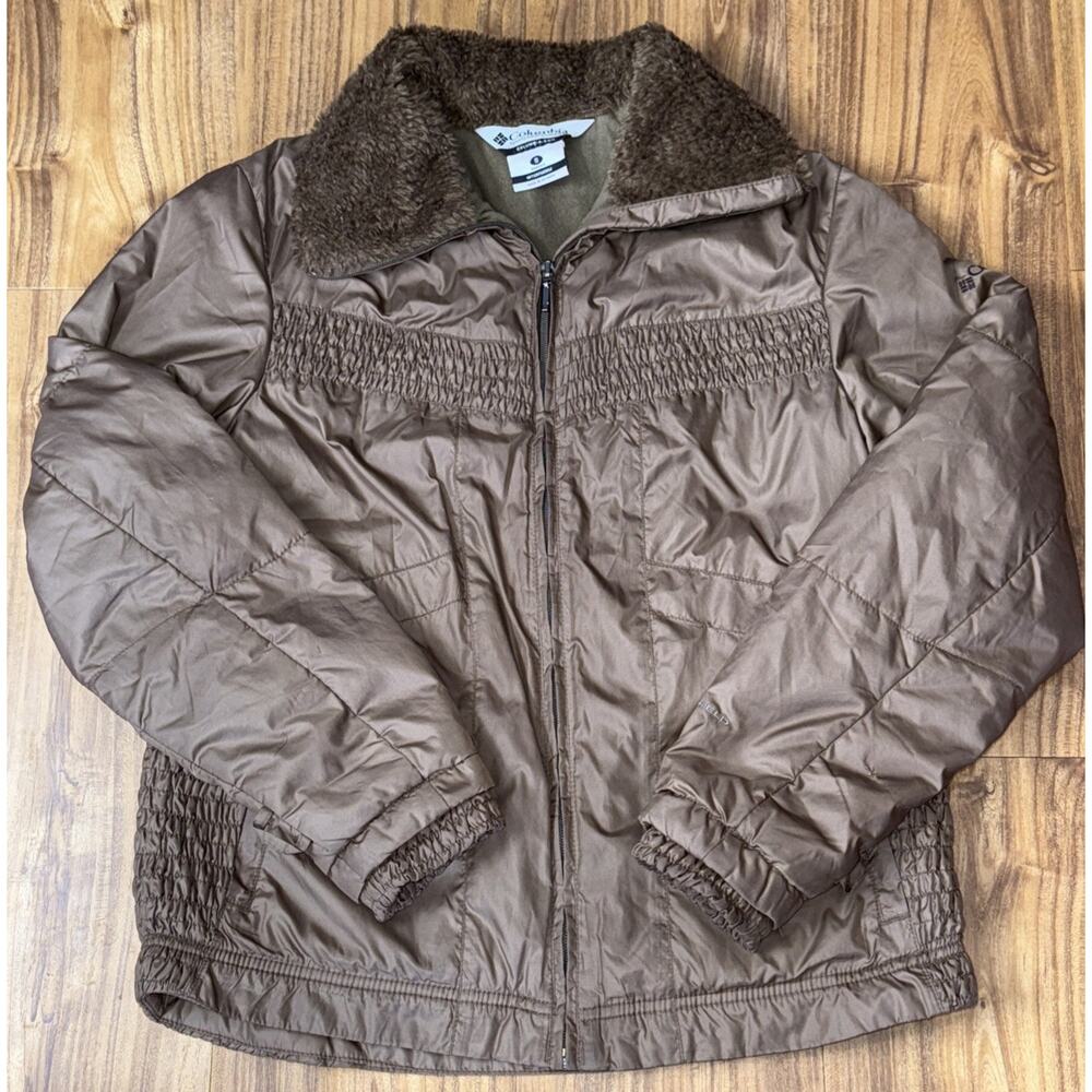 Columbia Womens Small Brown Interchange Puffer Winter‎ Jacket -TINY FLAW-
